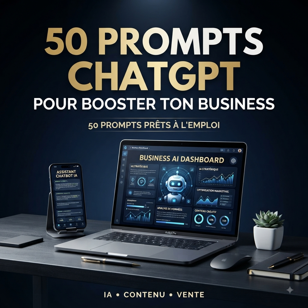 50 PROMPTS CHATGPT POUR ENTREPRENEURS — GUIDE PRATIQUE