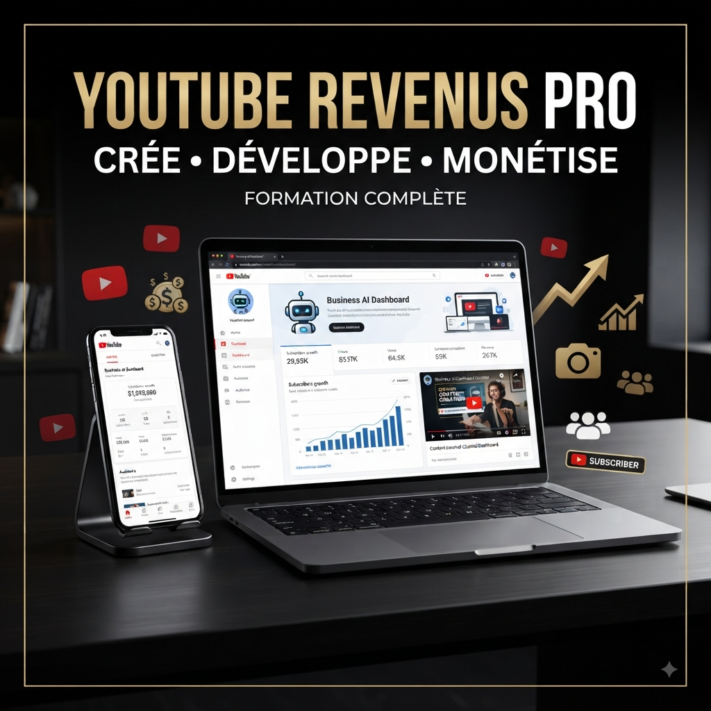 YOUTUBE REVENUS PRO — FORMATION COMPLÈTE POUR DÉVELOPPER ET MONÉTISER SA CHAÎNE