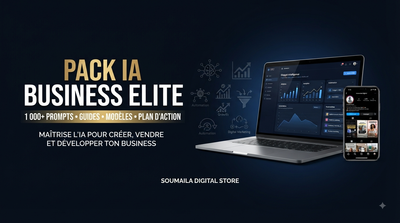 PACK IA BUSINESS ELITE — 1 000+ PROMPTS, GUIDES & MODÈLES POUR DÉVELOPPER TON BUSINESS AVEC L’IA